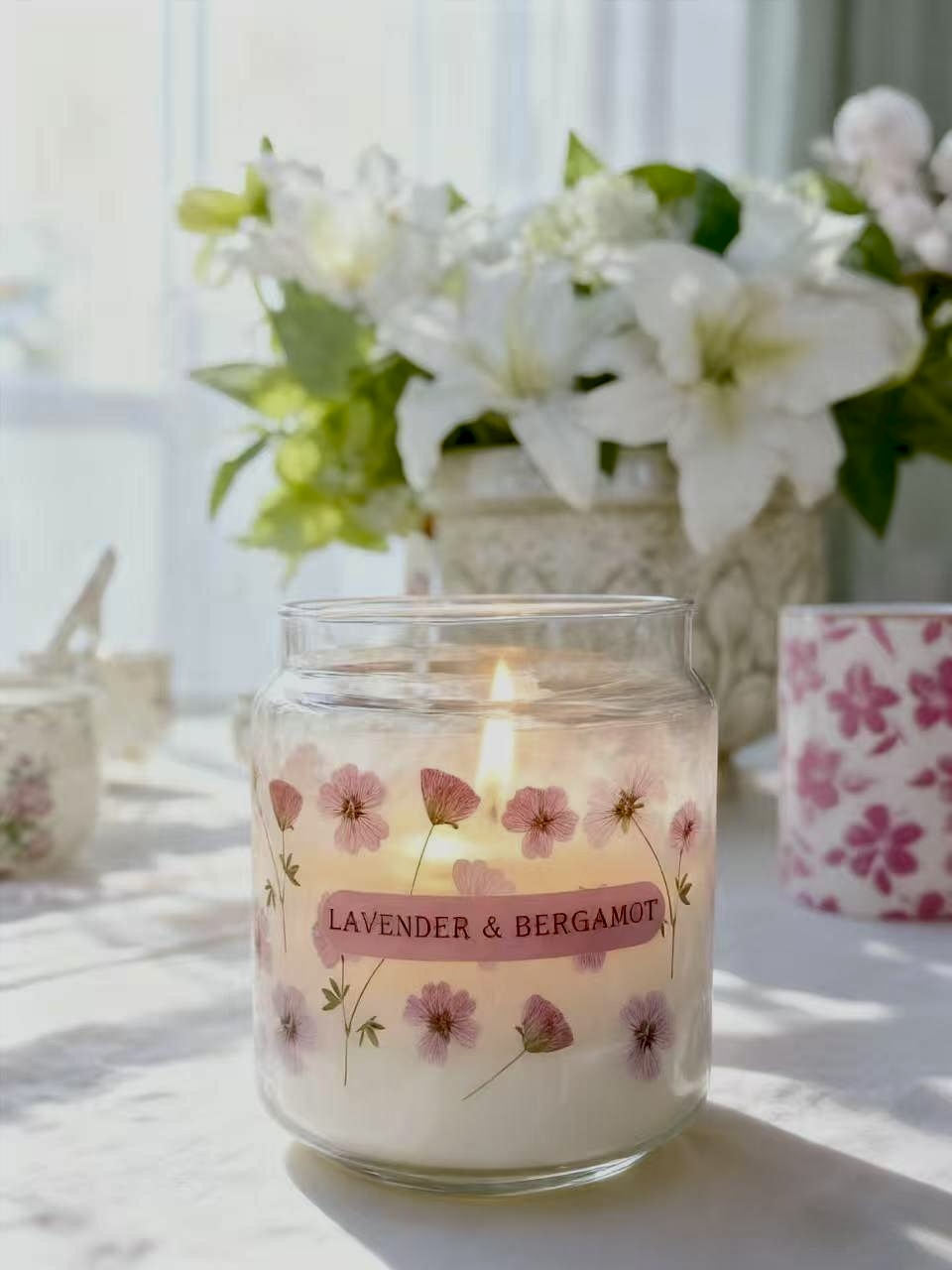 20oz Large Glass Jar Candle - Lavender & Bergamot (Style 2)